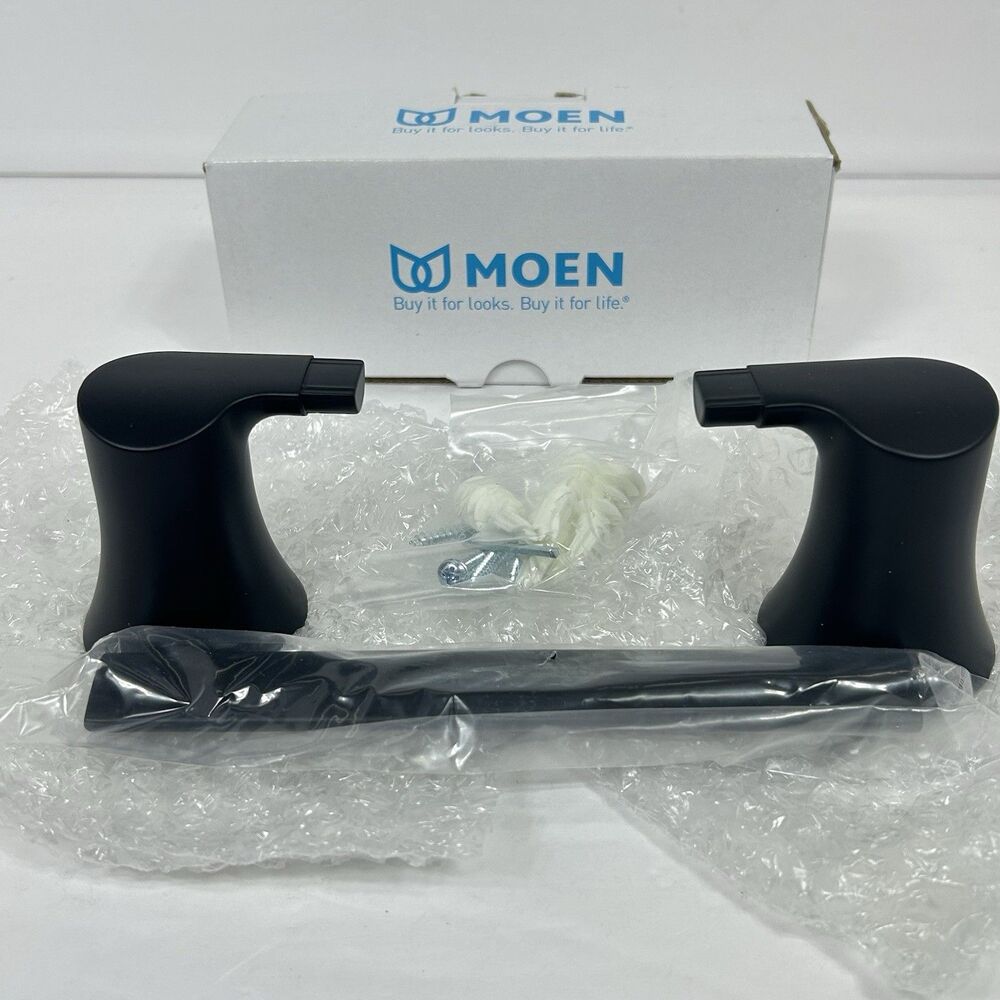 Moen YB0286BL Doux 9" Wall Mounted Hand Towel Bar Black